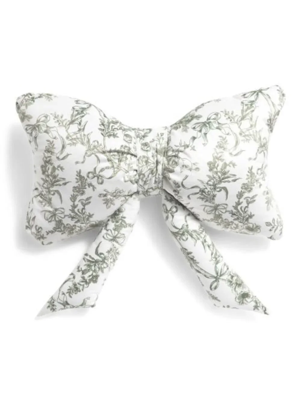 Envogue Toile Bow Pillow 14x24 Green White NWT